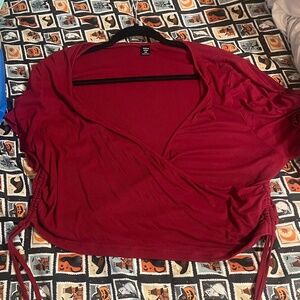 Red crop top deep v neck